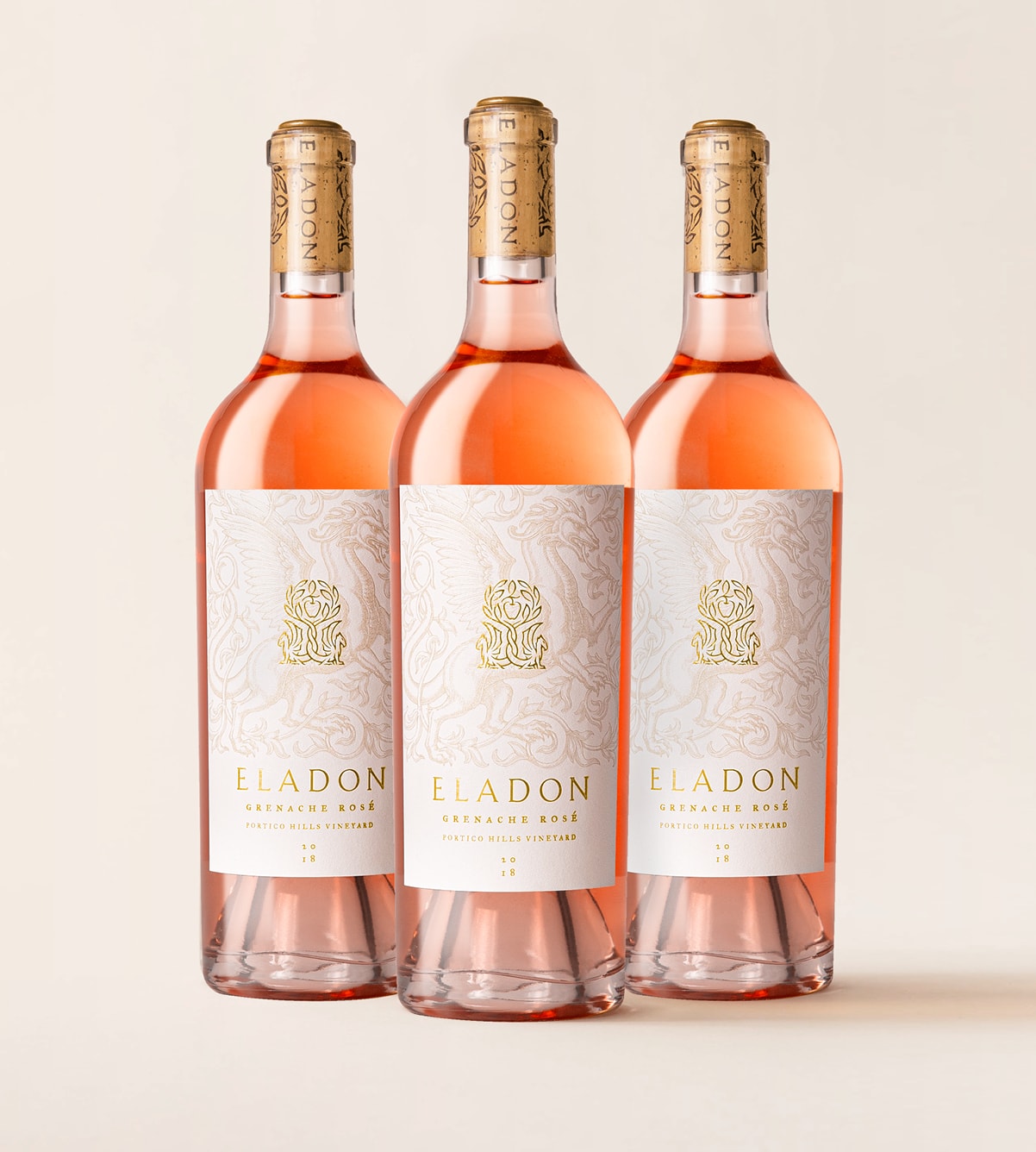 Three bottles of Eladon Grenache Rose wine
