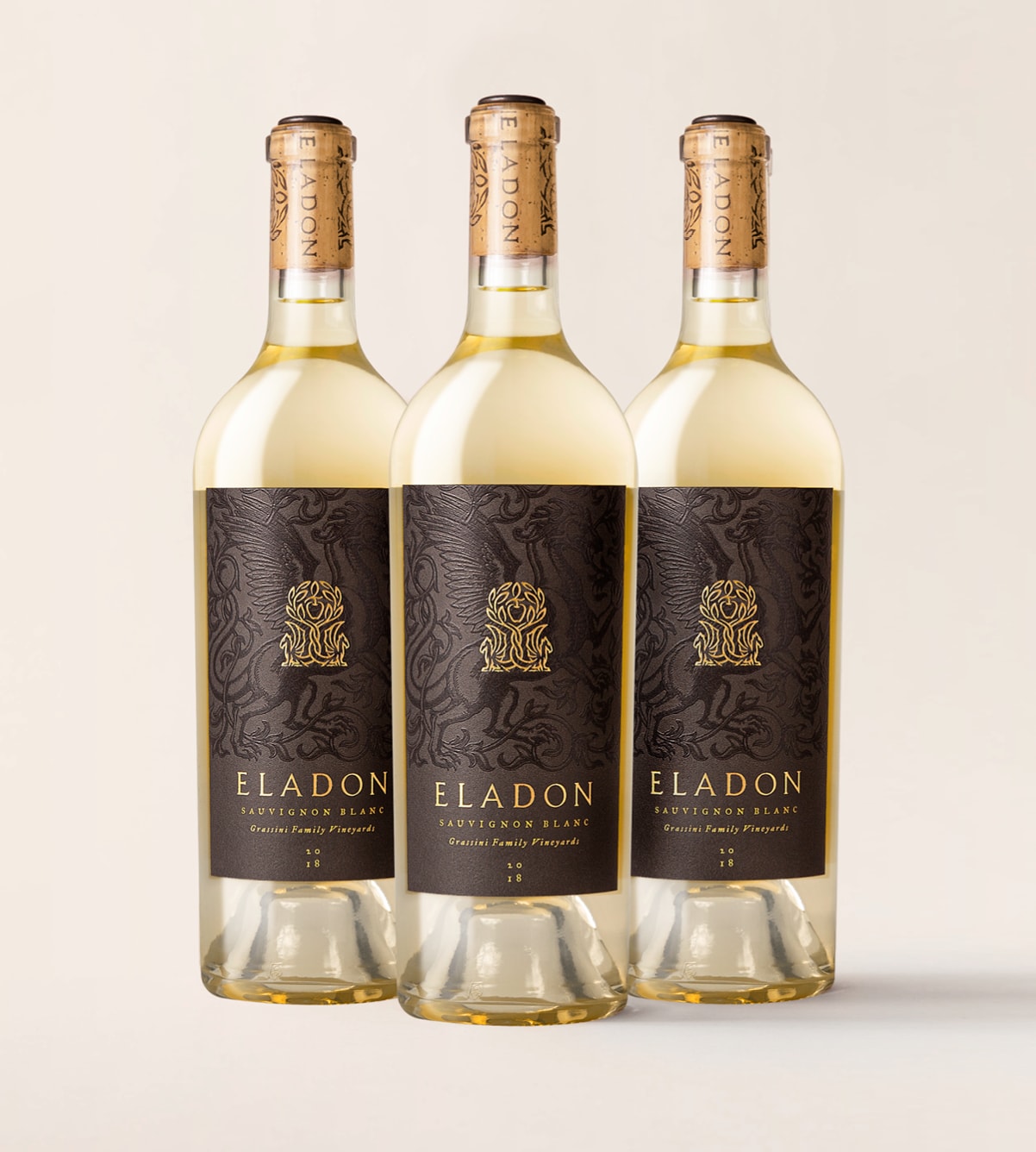 Three bottles of Eladon Sauvignon Blanc wine